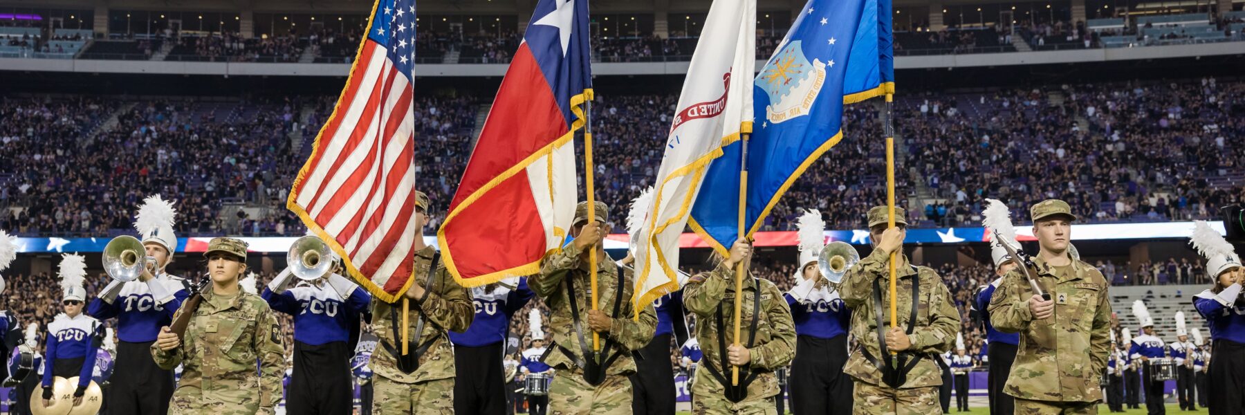 ROTC, Homecoming Game, Posting the Flags